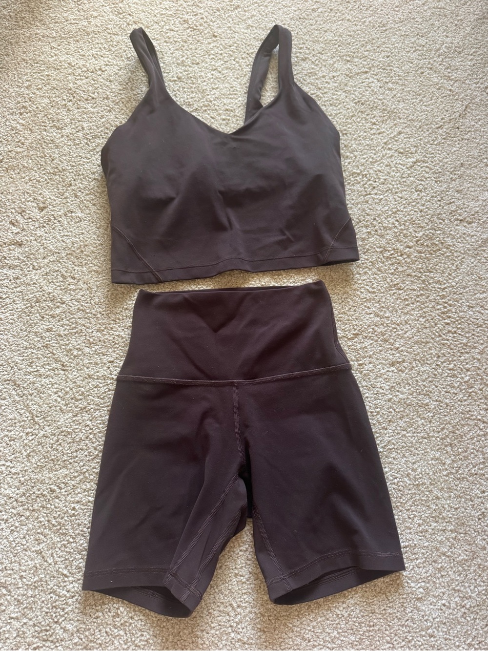 lululemon athletica Brown High-Rise Bike Shorts and top set